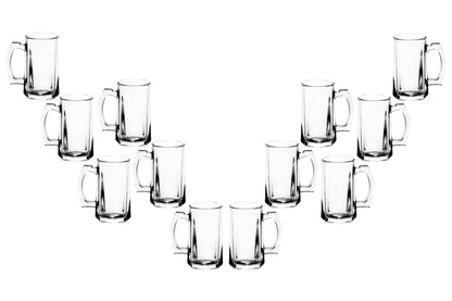 Beer Glasses -14 Ounce Beer Mugs for American and Scottish Ales, Mug Root Beer, Clear Glassware, Modern Glass Mugs with Handles, Ideal for Bar Sets and Tankards