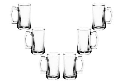 Beer Glasses -14 Ounce Beer Mugs for American and Scottish Ales, Mug Root Beer, Clear Glassware, Modern Glass Mugs with Handles, Ideal for Bar Sets and Tankards