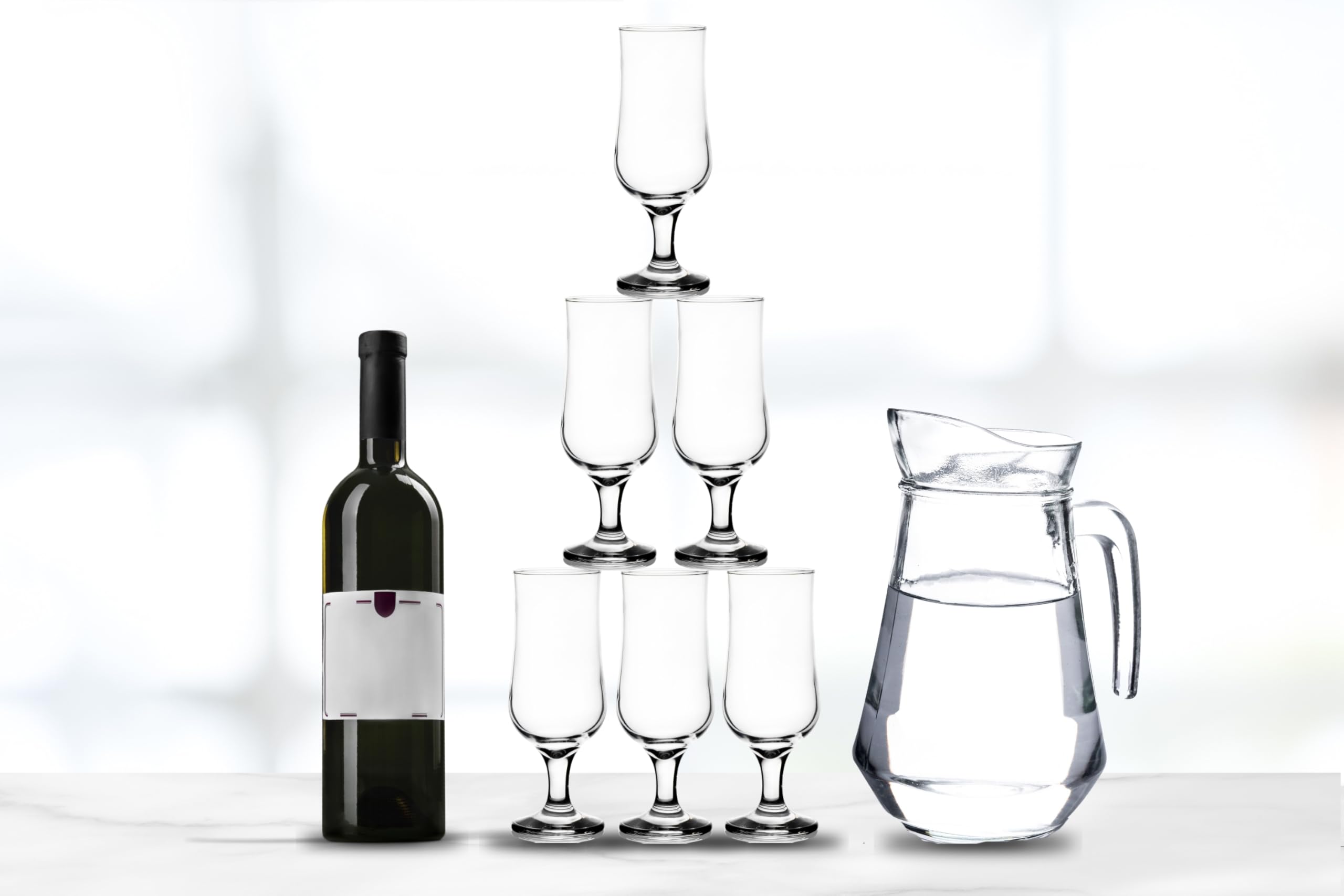 GIFTS PLAZA Champagne Flutes - 13 Ounce Clear Stemmed Vintage Crystal Glassware - Perfect Drinking Glasses for Wine, Cocktails, Martini, Margarita, and Bar Set Essentials