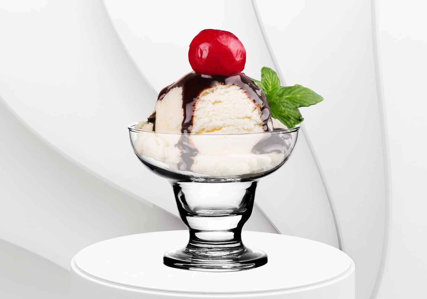 Glass Dessert Bowls - 10 oz Footed Clear Mini Glass Bowls for Ice Cream, Snacks, Trifles and Pudding - Elegant Small Serving Dishes