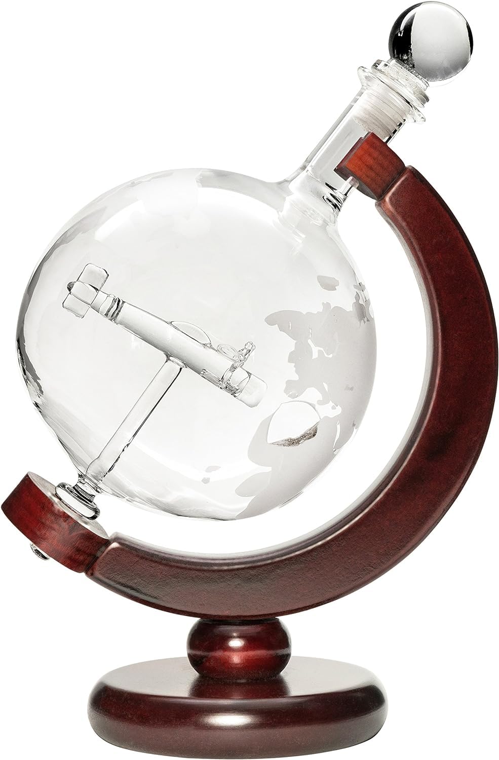 Handmade Glass Whiskey Liquor Decanter - Hand Blown Clear Glass on Stand for All Types of Alcohol and Other Liquids