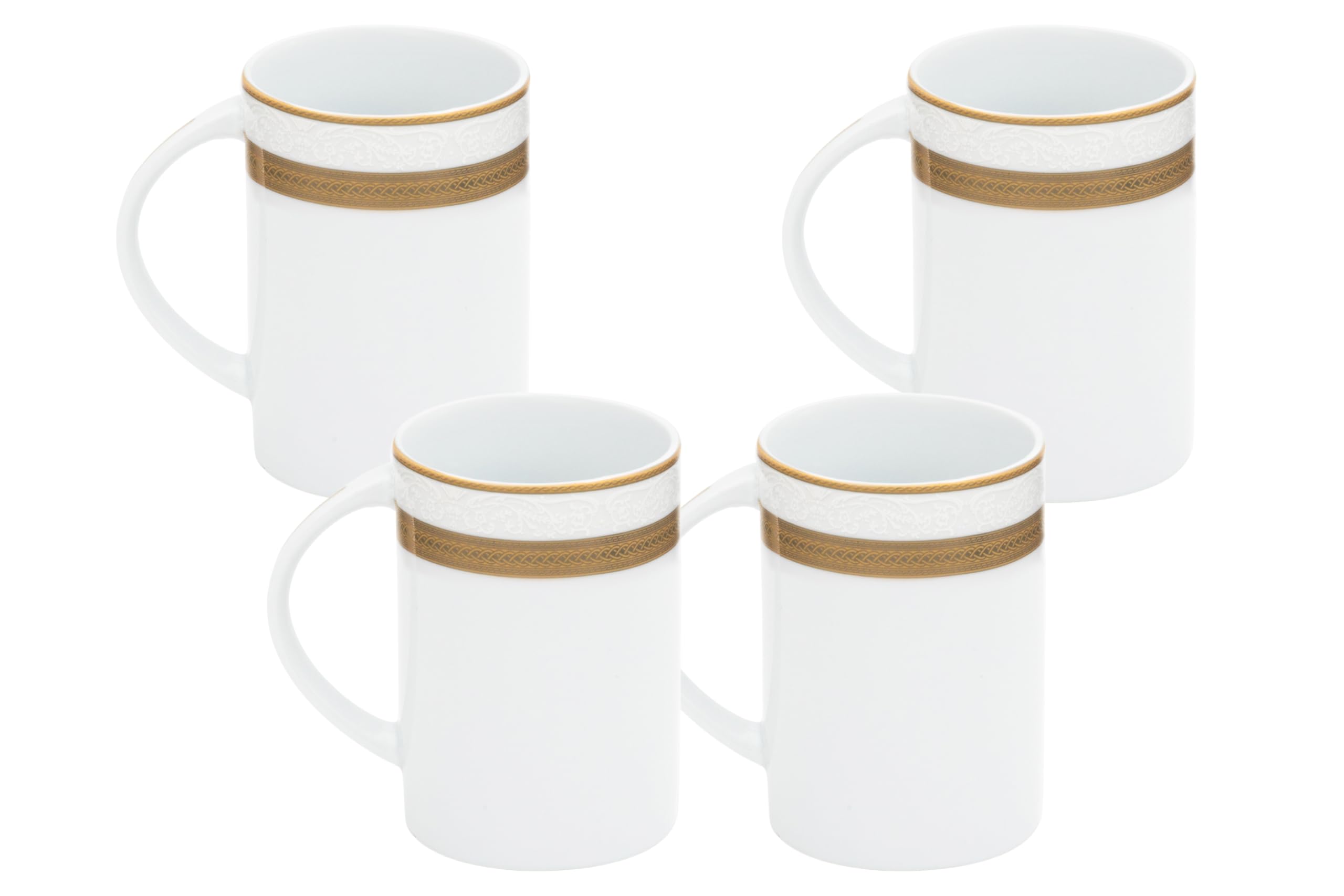 GIFTS PLAZA Porcelain Mug Sets - White Base with Vintage Design