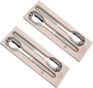 (D) Salad Servers Stainless Steel Spoon and Fork Set - Laguiole 2 PACK