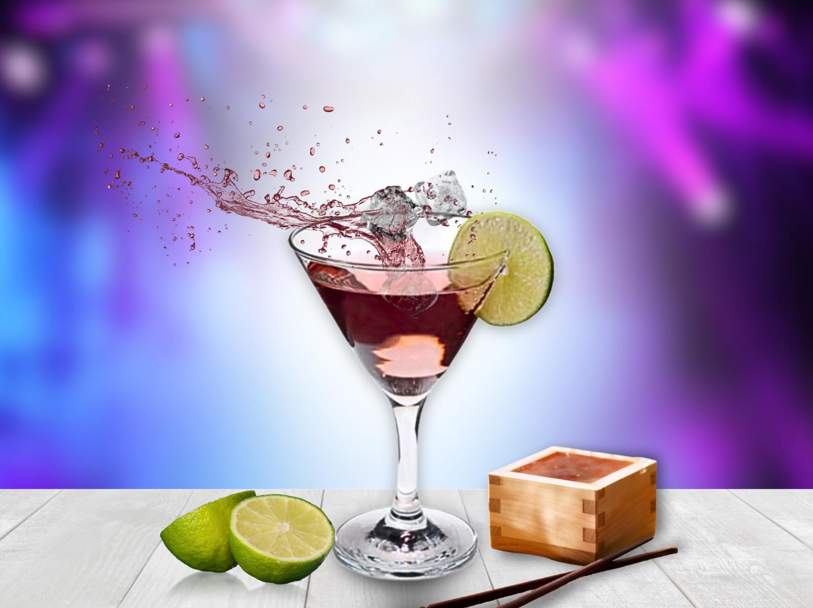 Top-down view of the open bowl of a stemmed martini glass