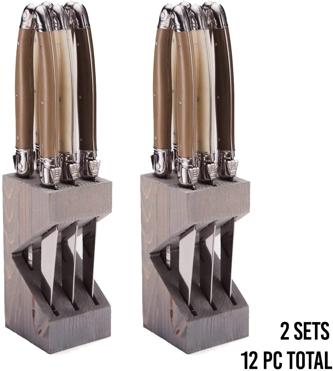 Languiole Stainlees Steel Steak Knives - French Flatware in Wooden Case