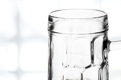 Beer Glasses - 17 Ounce Beer Mugs for Root Beer Floats - Clear Glassware, Dimpled Glass Mugs with Handles, Perfect for Bar Sets, Tankards, American and Scottish Ales, Beer Mug Glasses