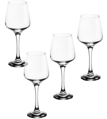 GIFTS PLAZA Elegant Wine Glasses 14 oz - Set of 4 Crystal Clear Drinking Glass with Stem - Suitable for Red and White Wine, Water, Juice and Drinks - Gift for Him or Her (4)