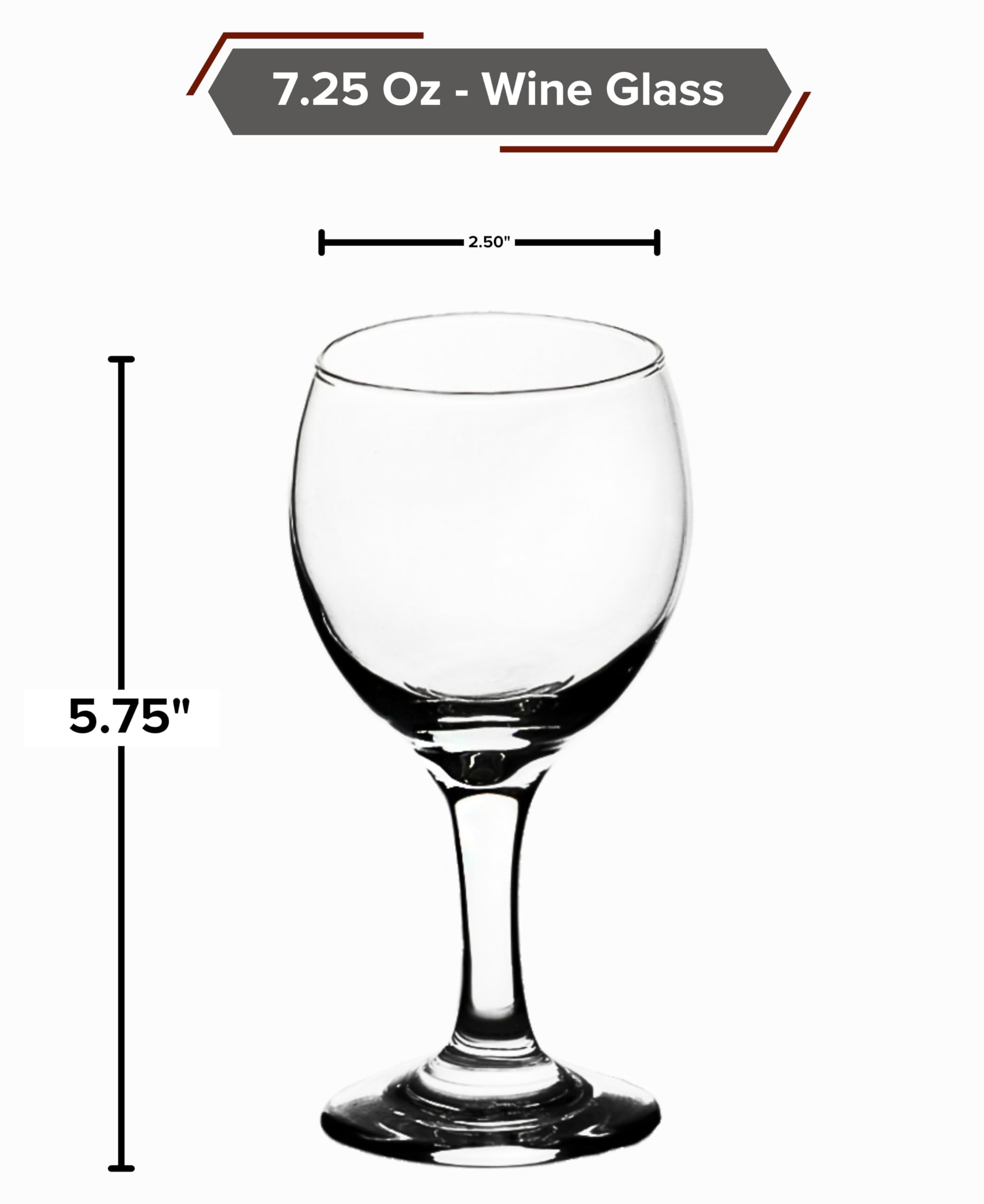 GIFTS PLAZA Goblet Glasses - 7.25 Ounce Modern Stemmed Glassware -Crystal Clear Drinking Glass for Cocktails, Mocktails, Champagne, Wine and More - Ideal for Home, Kitchen and Bar