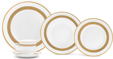 Luxurious Dinnerware Set 12 Piece - Vintage Gold Floral Dish Set - Service for 4 - Gorgeous Kitchen Plates Dishes Set - Dining Set for Everyday or Formal Occasions (Floral Gold 12DIN)