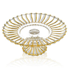 (D) Fluted Gold and Clear Cake Stands for Wedding Reception 11.6" x 5.1"