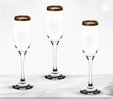 Champagne Flutes with Gold Rim - Set of 4 Drinking Glassware ? 6 oz Tall Glasses for Toasting Wine ? Ideal Gifts for Wedding, Parties and Events (4)