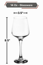 GIFTS PLAZA Elegant Wine Glasses 14 oz - Set of 4 Crystal Clear Drinking Glass with Stem - Suitable for Red and White Wine, Water, Juice and Drinks - Gift for Him or Her (4)