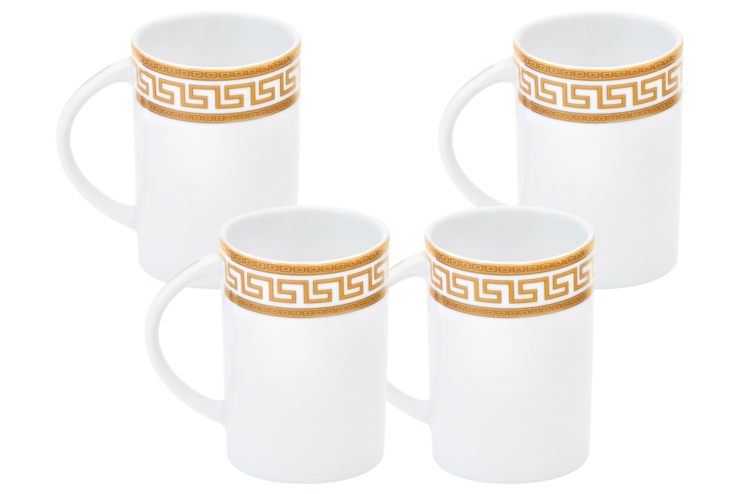 GIFTS PLAZA Porcelain Mug Sets - White Base with Vintage Design