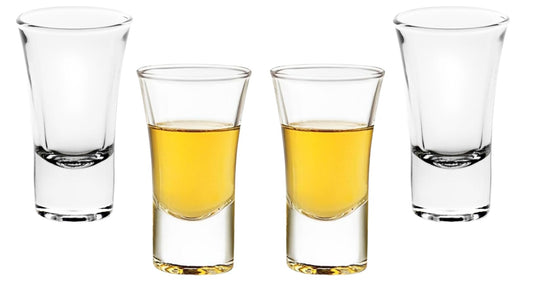 Shot Glasses - 2 Ounce, Clear Shot Glass with Heavy Base - Drinking Glasses for Vodka, Tequila, Whiskey, Soju and Liquors - Ideal for Bar