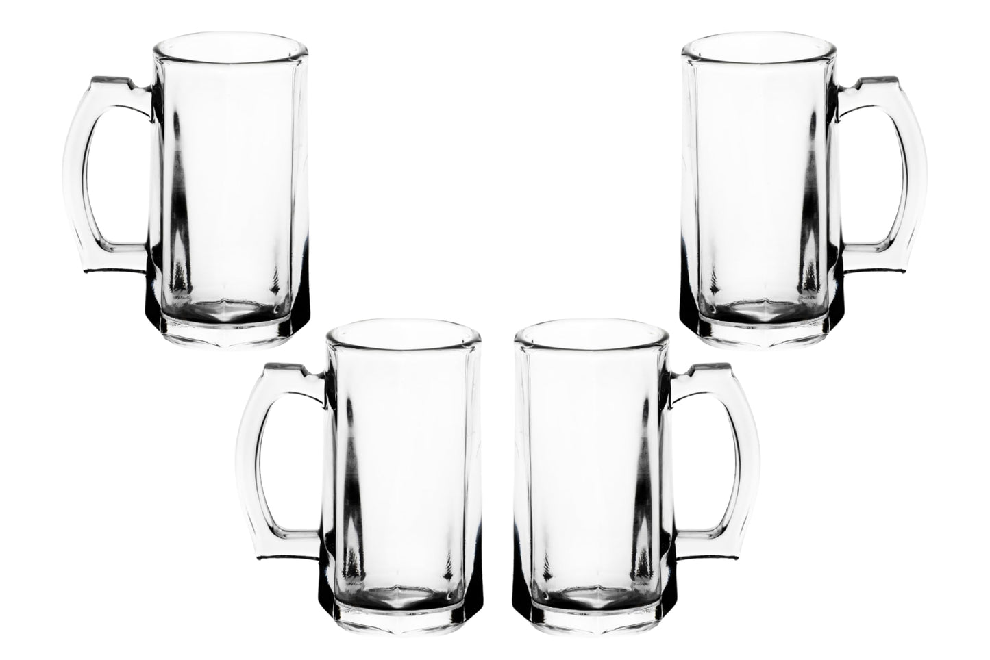 Beer Glasses -14 Ounce Beer Mugs for American and Scottish Ales, Mug Root Beer, Clear Glassware, Modern Glass Mugs with Handles, Ideal for Bar Sets and Tankards