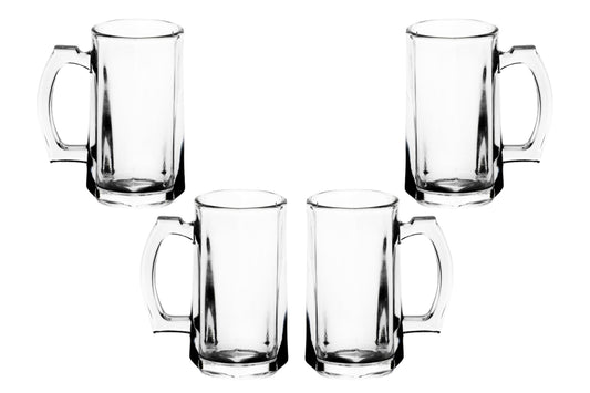 Beer Glasses -14 Ounce Beer Mugs for American and Scottish Ales, Mug Root Beer, Clear Glassware, Modern Glass Mugs with Handles, Ideal for Bar Sets and Tankards