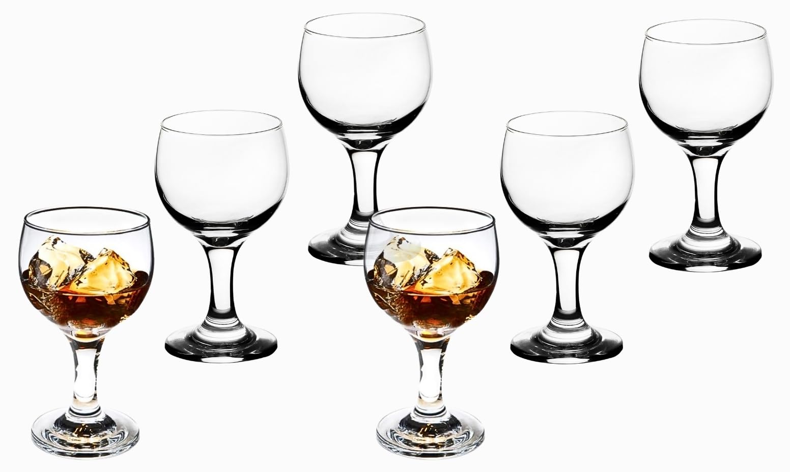 Goblet Glasses - 6 Ounce Stemmed Drinking Glassware - Versatile Cognac Glass for Wine, Cocktails and Mocktails - Ideal for Home, Kitchen and Bar