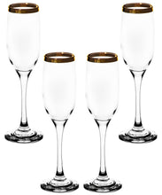 Champagne Flutes with Gold Rim - Set of 4 Drinking Glassware ? 6 oz Tall Glasses for Toasting Wine ? Ideal Gifts for Wedding, Parties and Events (4)