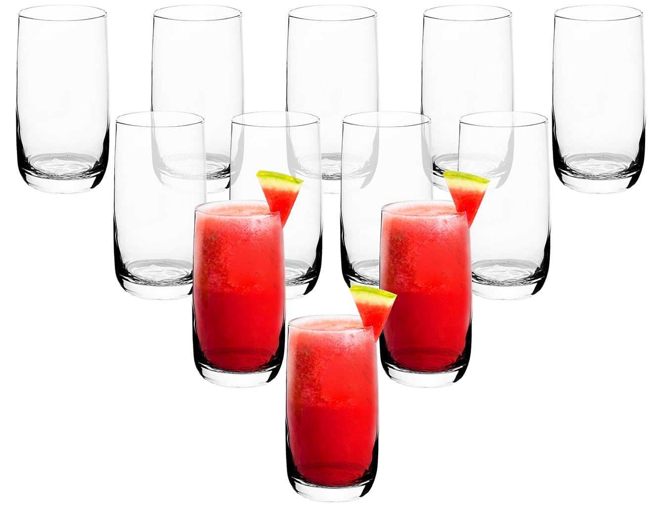 Hiball Drinking Glasses, 12 Ounce - Set of 4, Crystal Clear Tumbler Glass for Water, Juice and Mixed Cocktails Drinks - Drinkware for Home and Bar