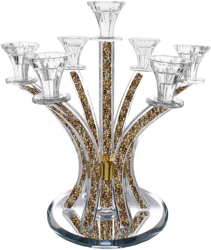 Judaica Crystal Candelabra 7 Arms