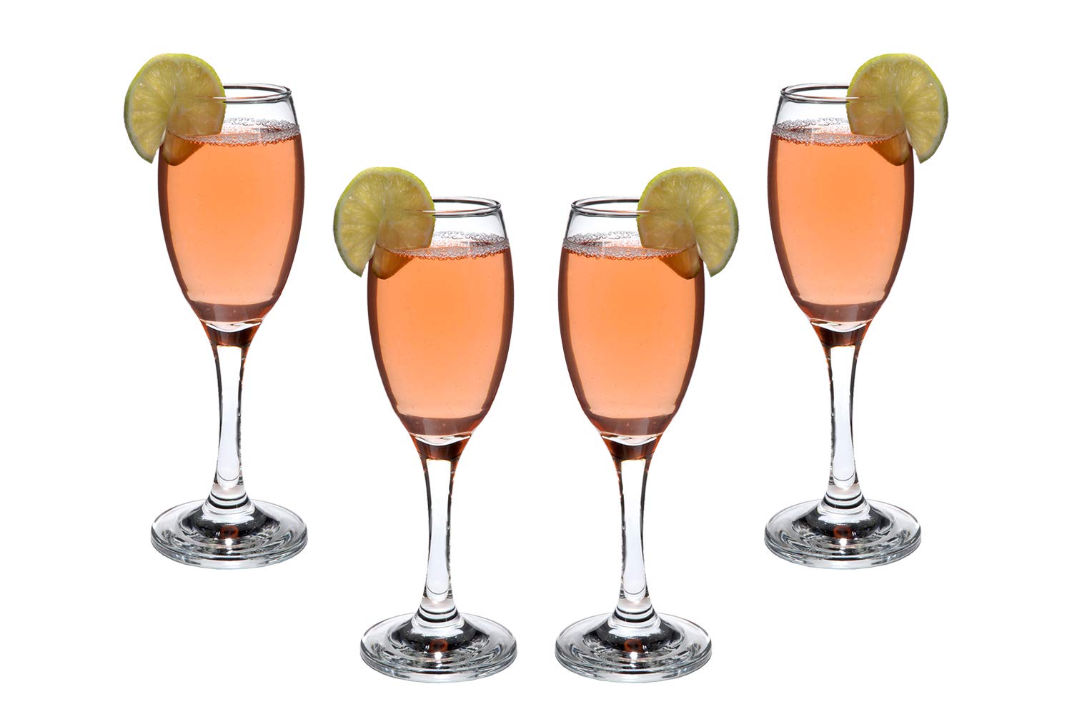 Champagne Glasses - 6 Ounce Crystal Clear Flutes - Elegant and Tall Glassware for Cocktails and Mocktails - Modern Drinking Glass for Home, Bar, and Kitchen
