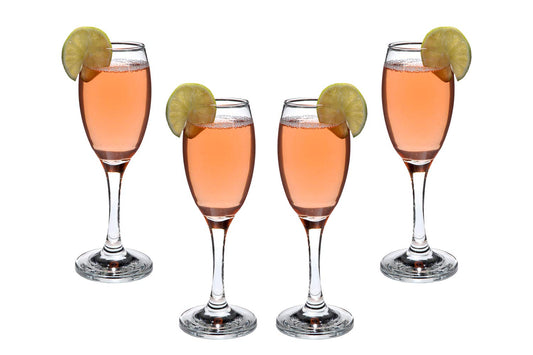 Champagne Glasses - 6 Ounce Crystal Clear Flutes - Elegant and Tall Glassware for Cocktails and Mocktails - Modern Drinking Glass for Home, Bar, and Kitchen