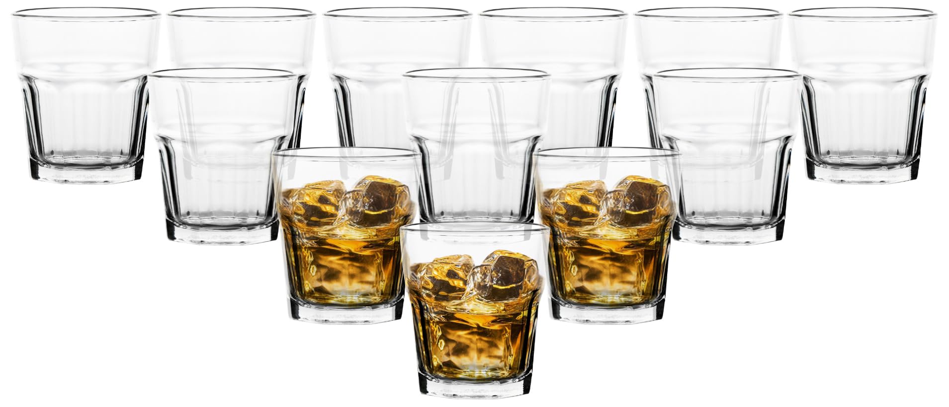 Double Old Fashioned Whiskey Glass - Drinking Glasses - 12 oz. Crystal Clear Glass Cups for on the Rocks Drinks - Unique Gifts for Men