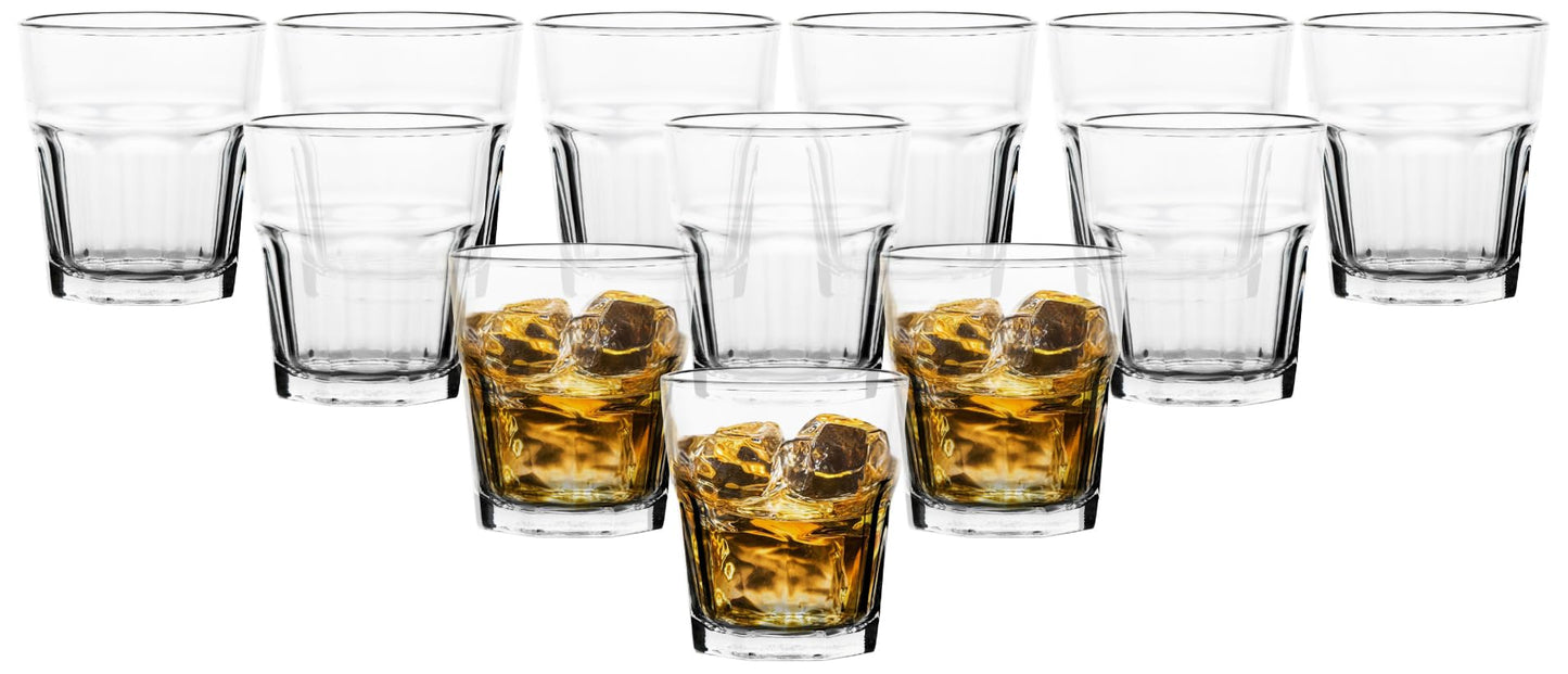 Double Old Fashioned Whiskey Glass - Drinking Glasses - 12 oz. Crystal Clear Glass Cups for on the Rocks Drinks - Unique Gifts for Men