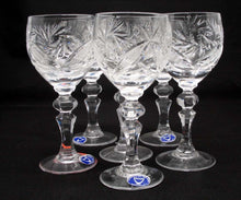 Set of 6 Hand Made Vintage Cut Crystal Glasses on a Stem 2 oz