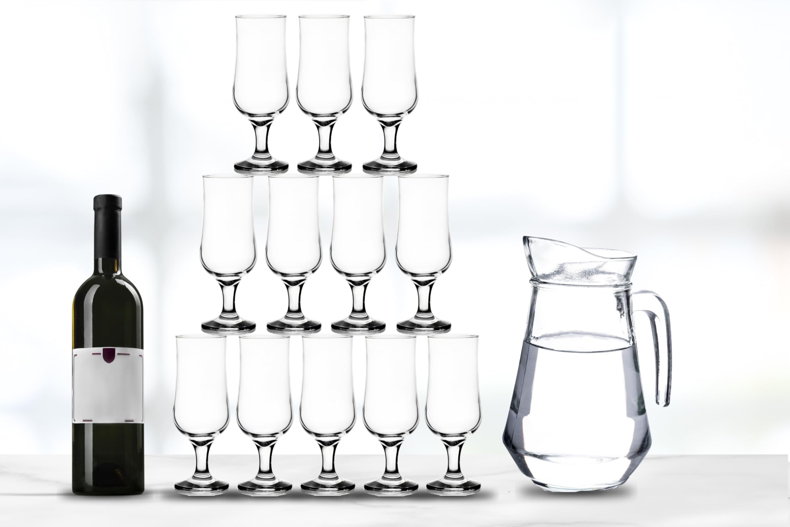 GIFTS PLAZA Champagne Flutes - 13 Ounce Clear Stemmed Vintage Crystal Glassware - Perfect Drinking Glasses for Wine, Cocktails, Martini, Margarita, and Bar Set Essentials