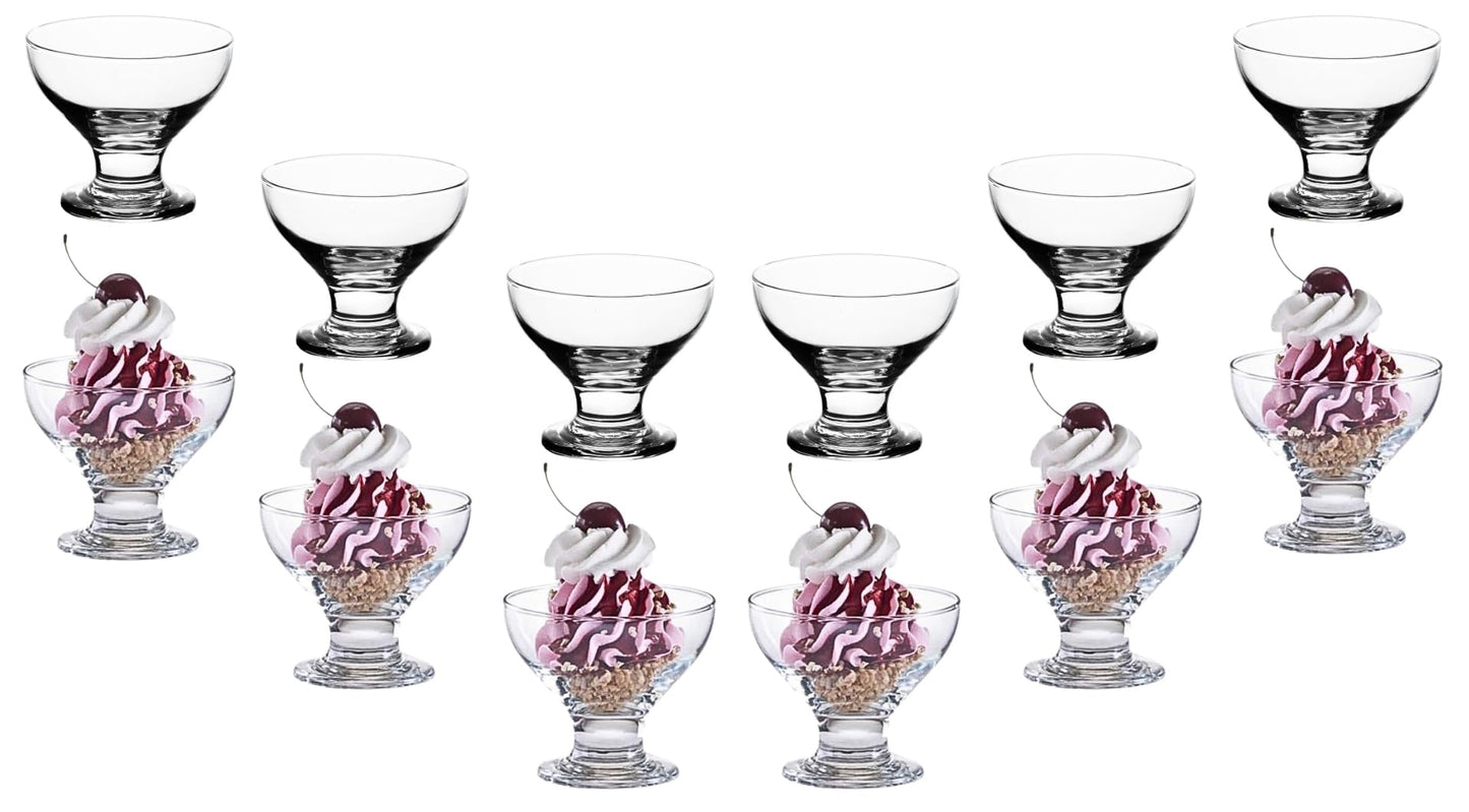 Elegant Ice Cream Glass Bowls - Small Dessert Cups - 8 ounce, Dessert Bowls for Sundae, Fruits, Salad, and Puddings - Perfect addition to your Kitchen Set Dishes , Parties, and Catering
