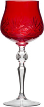 SET of 6 Handmade Russian CUT Crystal - RED Color Old-Fashioned Wine Glasses on a Long Stem, 250ml/8.5oz Crystal Glass Goblets / Tumblers