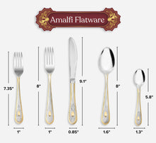 5 Piece Flatware Set - Service for 1-18/10 Stainless Steel Silverware - Floral Handle with Gold Detailing - Dishwasher Safe - Durable Cutlery - First Apartment Essentials (Amalfi)