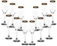 GIFTS PLAZA Champagne Flutes with Gold Rim - Elegant Glassware - 6 oz, Clear Tall Glass for Wine and Toasting - Suitable for Bar, Home, Kitchen and Special Events
