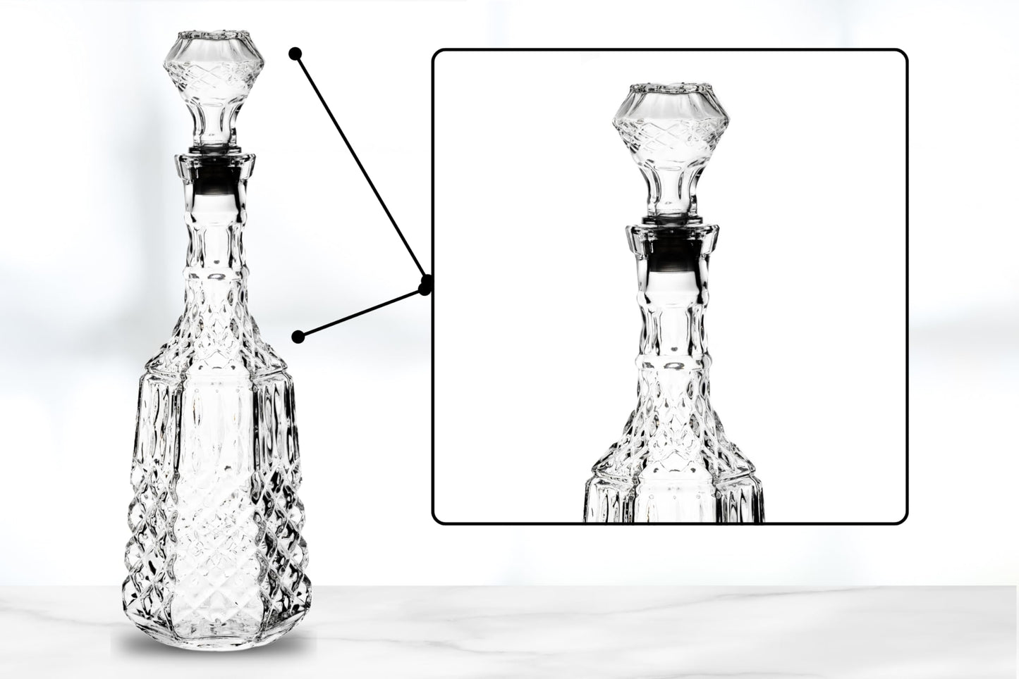 GIFTS PLAZA Liquor Decanter Glass - 35.5 Ounce Whiskey Decanter Glass Alcohol Bottle for Tequila, Bourbon, Brandy, Rum and Vodka - Unique Liquor Bar and Party Decorations