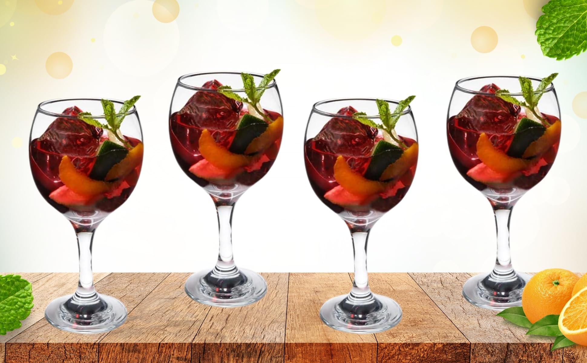 Goblet Glasses - 10 Ounce Clear Glasses with Stem -  Modern Glassware for Cocktails, Martini, Margarita, Champagne and More - Drinking Glass for Home, Kitchen and Bar