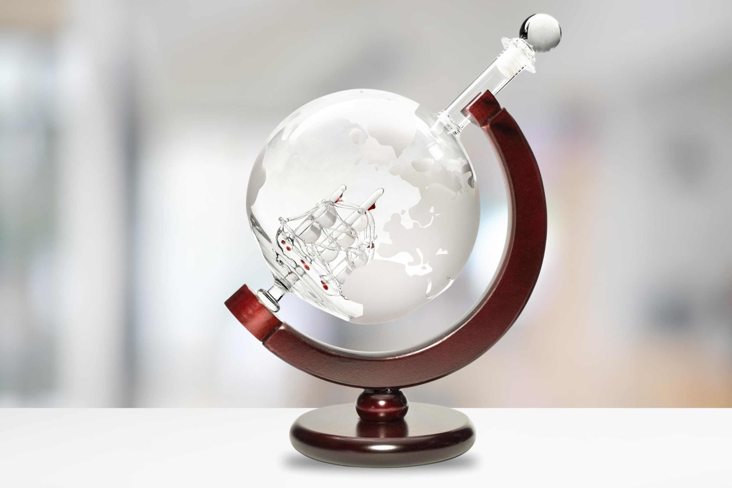 Handmade Glass Whiskey Liquor Decanter - Hand Blown Clear Glass on Stand for All Types of Alcohol and Other Liquids