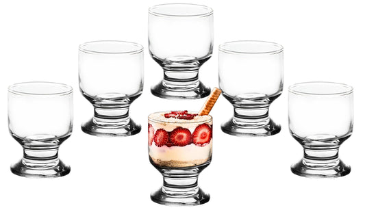 Elegant Footed Glasses Dessert Cups - 4 Oz Crystal Clear Glass - Mini Dessert Bowls for Ice Cream, Trifle, Fruit, Snacks - Small Bowls for Parties, Appetizers, and Kitchen Serving