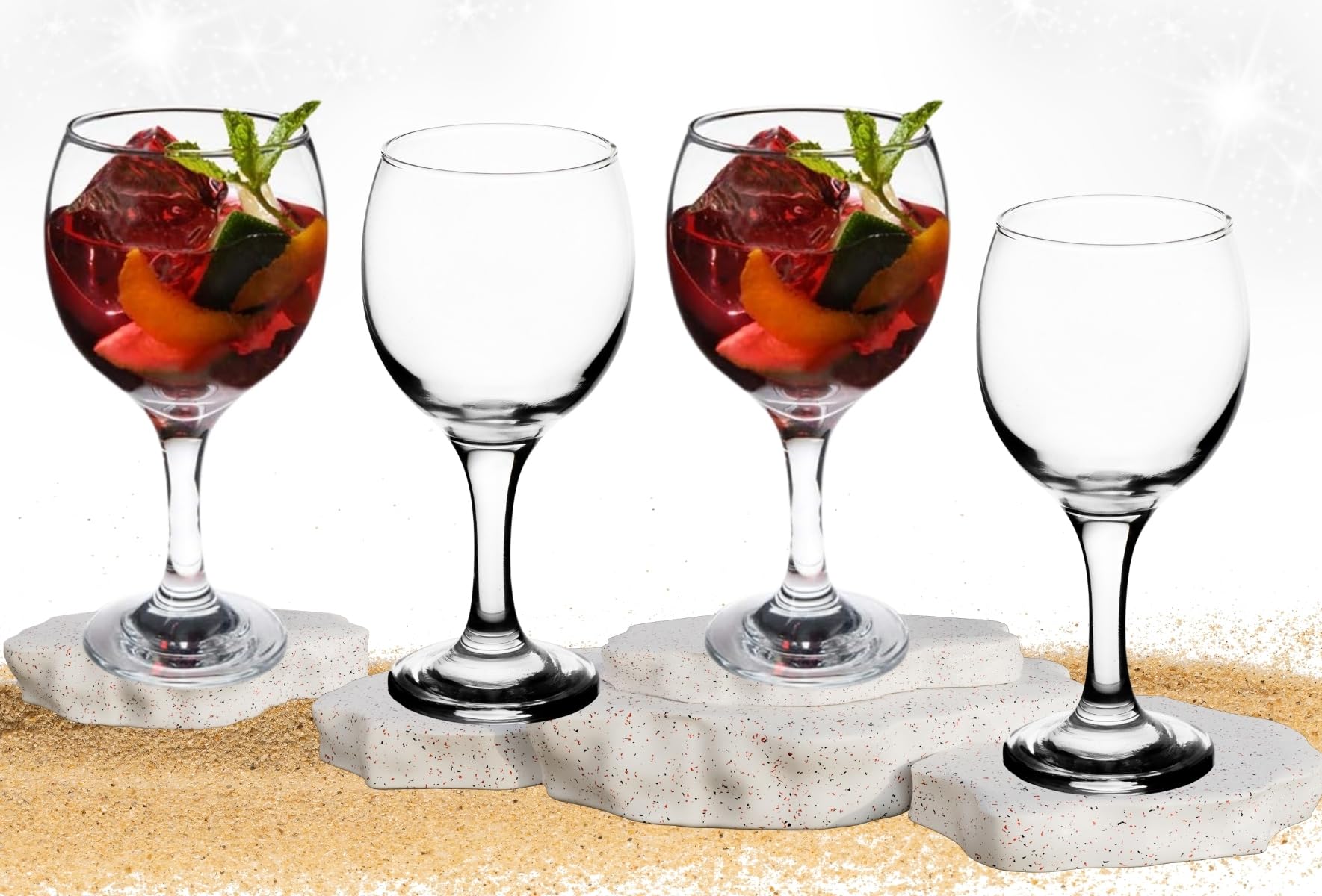 Goblet Glasses - 10 Ounce Clear Glasses with Stem -  Modern Glassware for Cocktails, Martini, Margarita, Champagne and More - Drinking Glass for Home, Kitchen and Bar