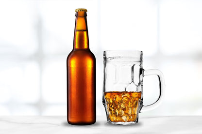 Beer Glasses - 17 Ounce Beer Mugs for Root Beer Floats - Clear Glassware, Dimpled Glass Mugs with Handles, Perfect for Bar Sets, Tankards, American and Scottish Ales, Beer Mug Glasses