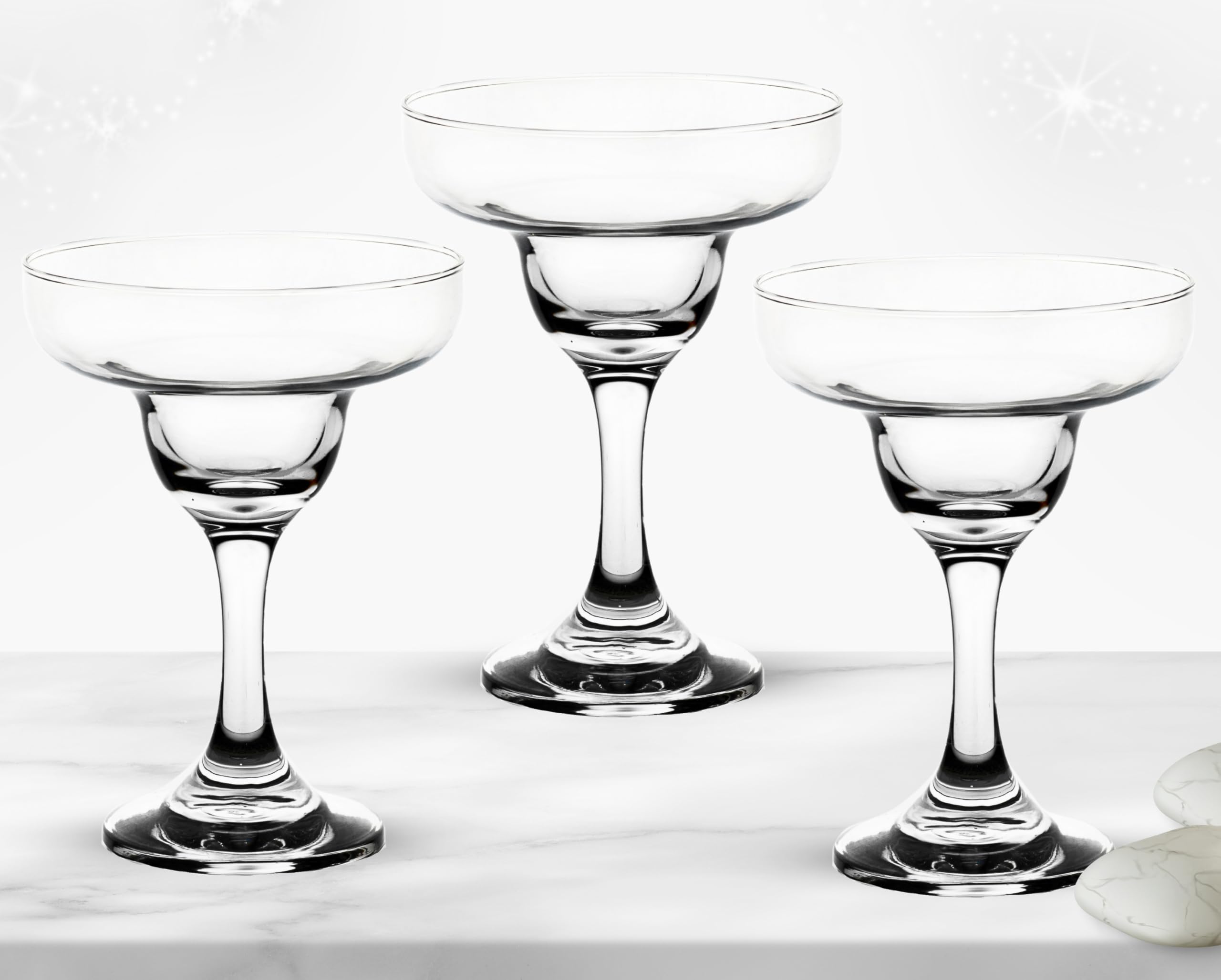 Elegant Margarita Glasses, 7 Ounce - Crystal Clear Glassware - Coupe Glass for Wine, Champagne, Cocktails, Mocktails and Beverages - Suitable for Bar, Party and Special Events