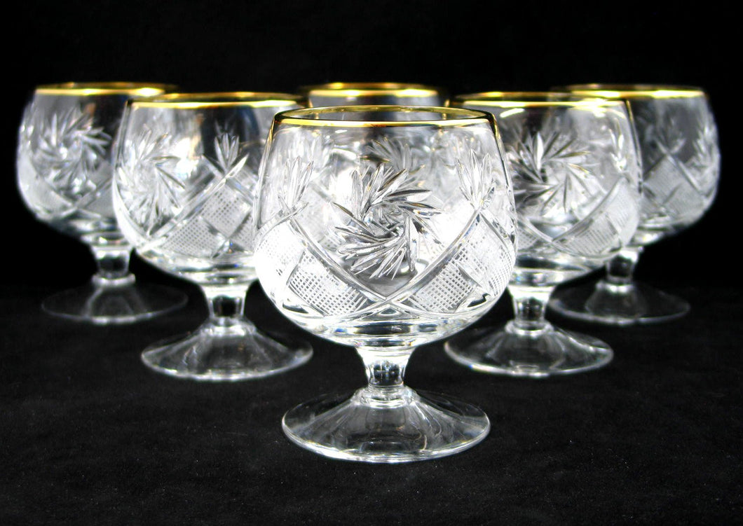 Vintage Cut Crystal Brandy Snifters Set of 4 Vintage Snifters