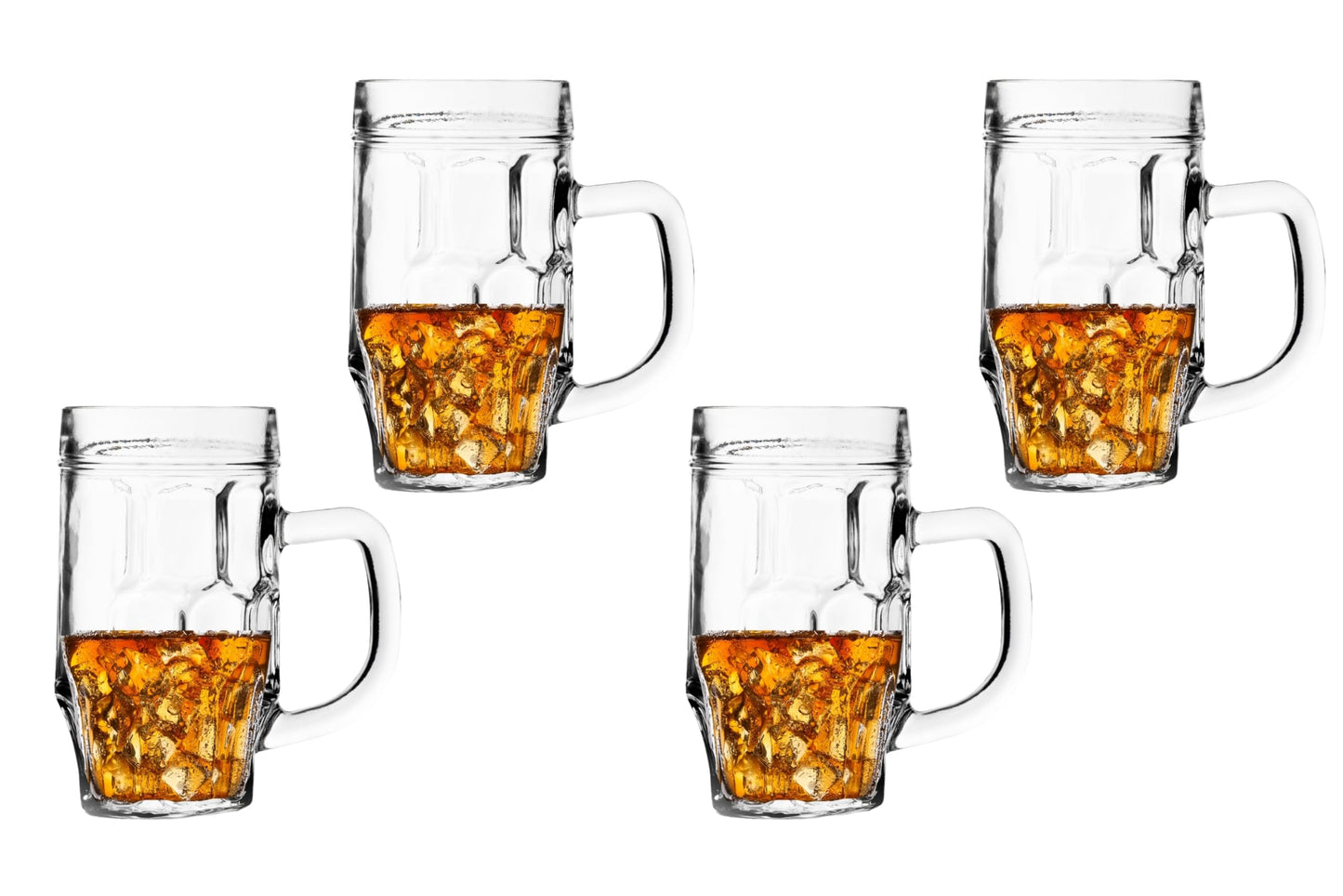 Beer Glasses - 17 Ounce Beer Mugs for Root Beer Floats - Clear Glassware, Dimpled Glass Mugs with Handles, Perfect for Bar Sets, Tankards, American and Scottish Ales, Beer Mug Glasses
