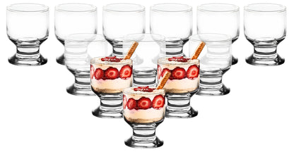 Elegant Footed Glasses Dessert Cups - 4 Oz Crystal Clear Glass - Mini Dessert Bowls for Ice Cream, Trifle, Fruit, Snacks - Small Bowls for Parties, Appetizers, and Kitchen Serving