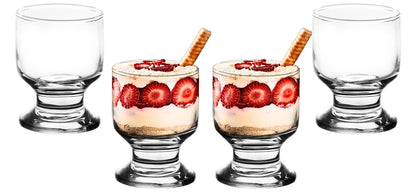 Elegant Footed Glasses Dessert Cups - 4 Oz Crystal Clear Glass - Mini Dessert Bowls for Ice Cream, Trifle, Fruit, Snacks - Small Bowls for Parties, Appetizers, and Kitchen Serving