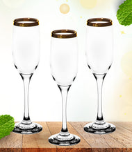 Champagne Flutes with Gold Rim - Set of 4 Drinking Glassware ? 6 oz Tall Glasses for Toasting Wine ? Ideal Gifts for Wedding, Parties and Events (4)