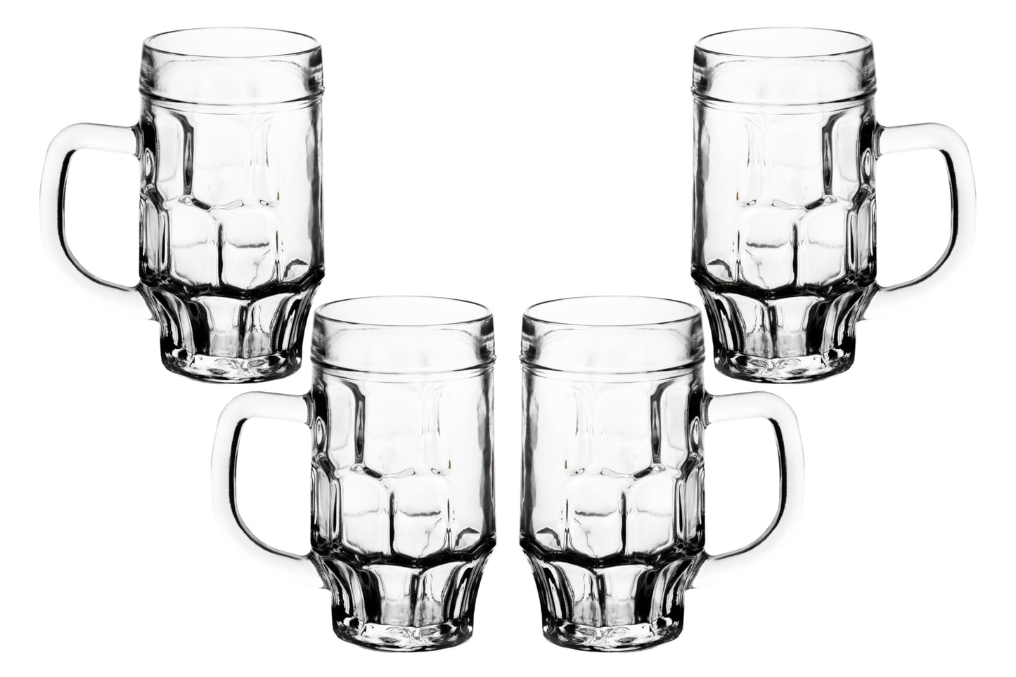 Beer Glasses - 17 Ounce Beer Mugs for Root Beer Floats - Clear Glassware, Dimpled Glass Mugs with Handles, Perfect for Bar Sets, Tankards, American and Scottish Ales, Beer Mug Glasses