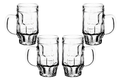 Beer Glasses - 17 Ounce Beer Mugs for Root Beer Floats - Clear Glassware, Dimpled Glass Mugs with Handles, Perfect for Bar Sets, Tankards, American and Scottish Ales, Beer Mug Glasses