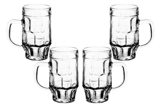 Beer Glasses - 17 Ounce Beer Mugs for Root Beer Floats - Clear Glassware, Dimpled Glass Mugs with Handles, Perfect for Bar Sets, Tankards, American and Scottish Ales, Beer Mug Glasses