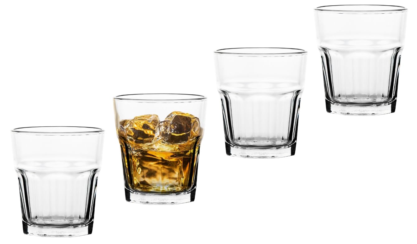 Double Old Fashioned Whiskey Glass - Drinking Glasses - 12 oz. Crystal Clear Glass Cups for on the Rocks Drinks - Unique Gifts for Men